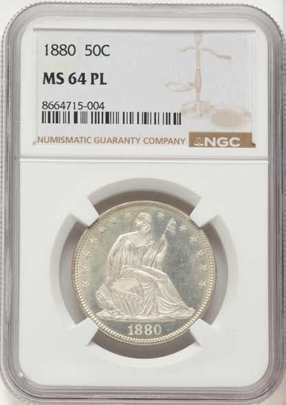 1880 50C PL Seated Half Dollar NGC MS64