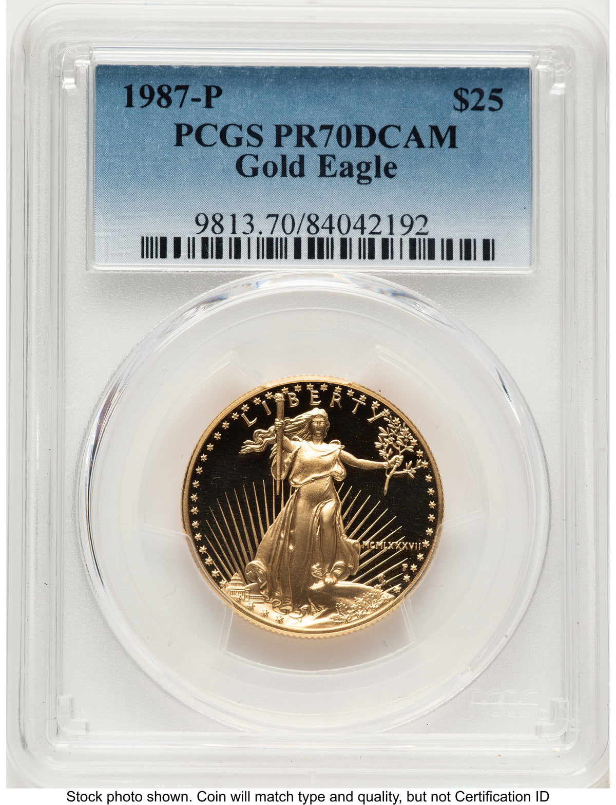 1987-P Proof Gold Eagle 1/2 oz Blue Gradient PCGS PR70
