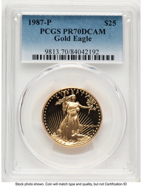 1987-P Proof Gold Eagle 1/2 oz Blue Gradient PCGS PR70