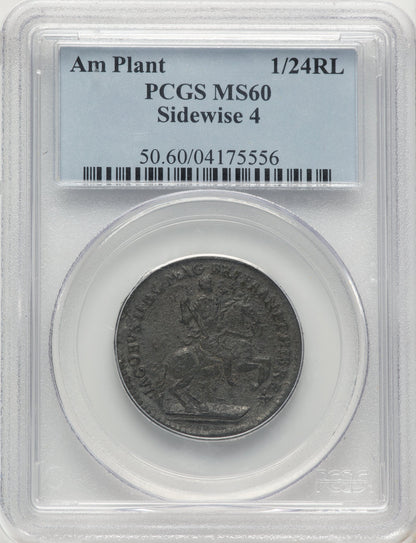 (1688) American Plantations 1/24 Part Real Sideways 4 Colonials PCGS MS60