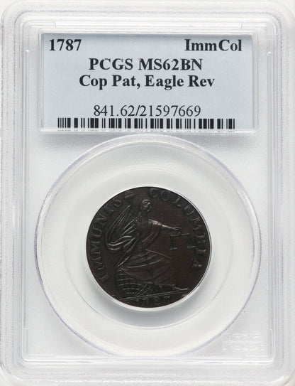 1787 Immunis Columbia Piece Eagle Reverse BN Colonials PCGS MS62