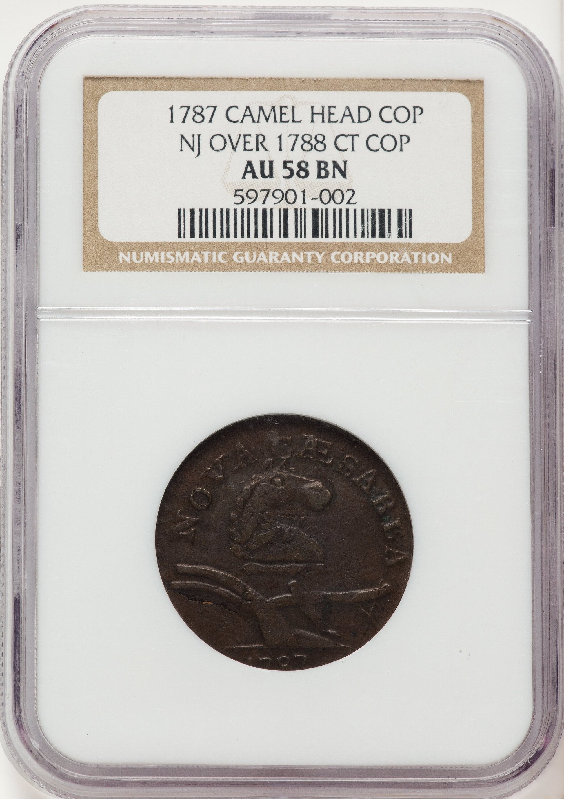1787 New Jersey Copper Camel Head BN Colonials NGC AU58