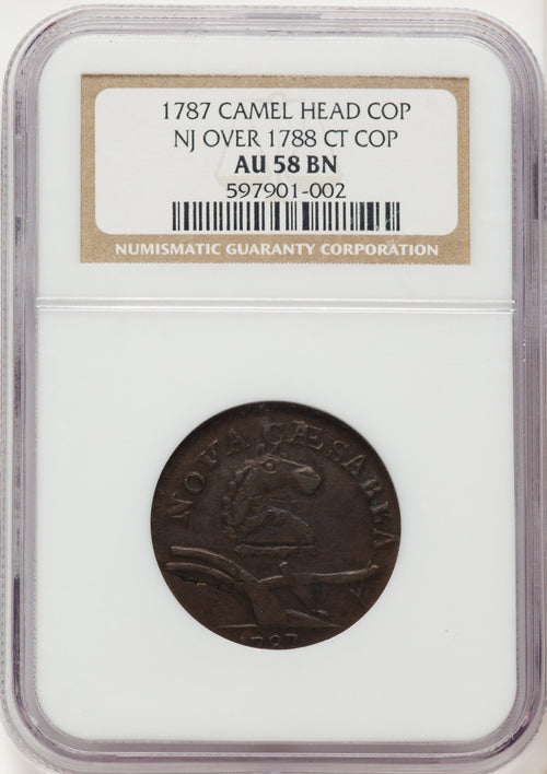 1787 New Jersey Copper Camel Head BN Colonials NGC AU58