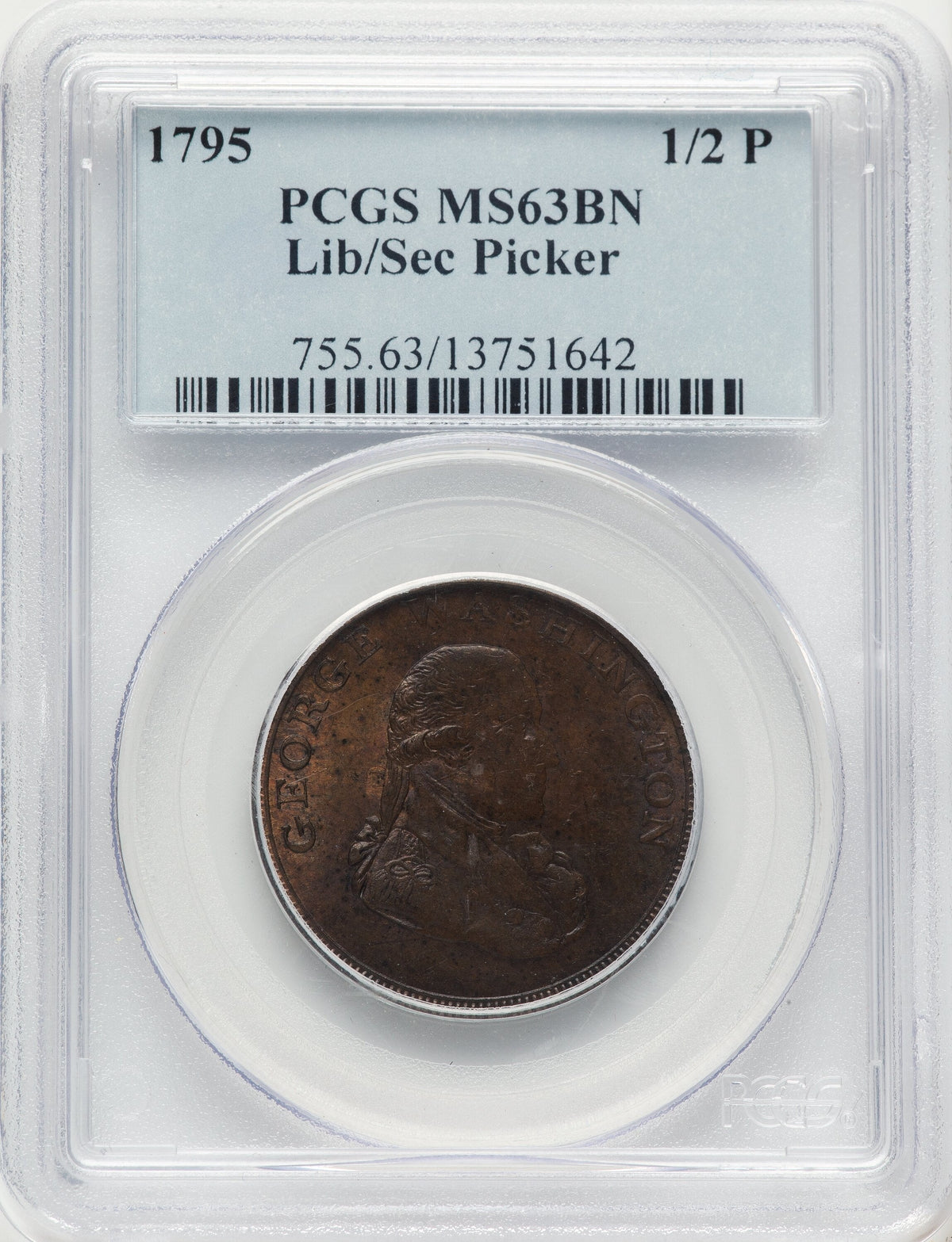 1795 Washington Liberty & Security Halfpenny London Edge BN Colonials PCGS MS63