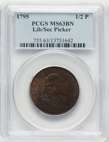 1795 Washington Liberty & Security Halfpenny London Edge BN Colonials PCGS MS63