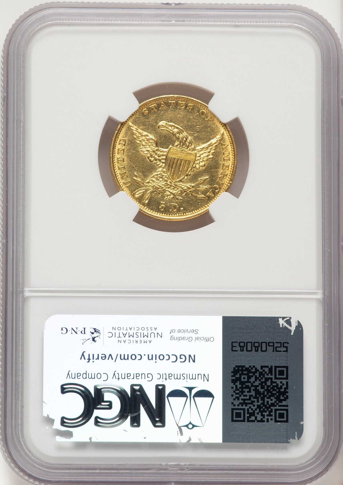 1834 $5 PLAIN 4 Classic Half Eagle NGC MS61