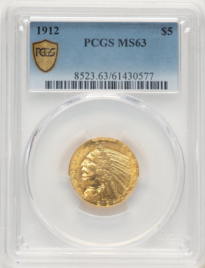 1912 $5 Indian Half Eagle PCGS MS63