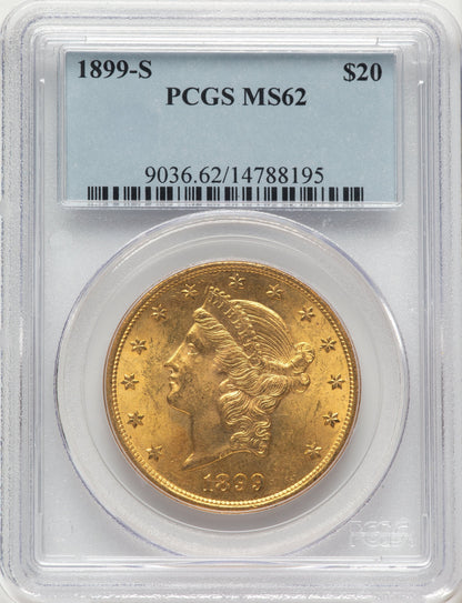 1899-S $20 Blue Label Liberty Double Eagle PCGS MS62