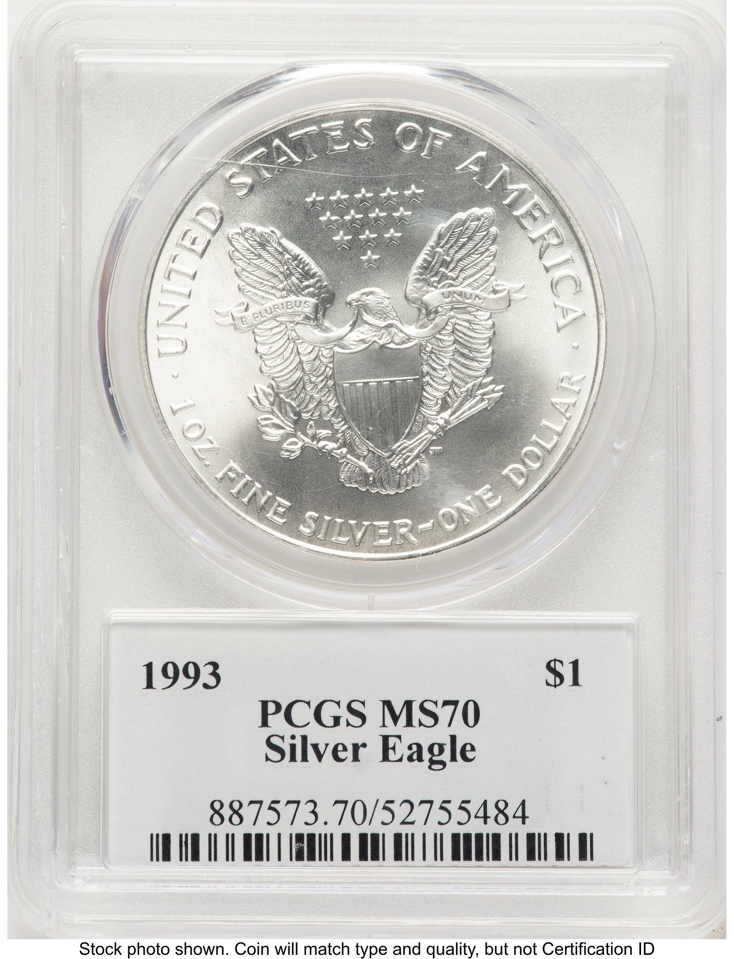 1993 Silver Eagle John PCGS MS70 Mercanti