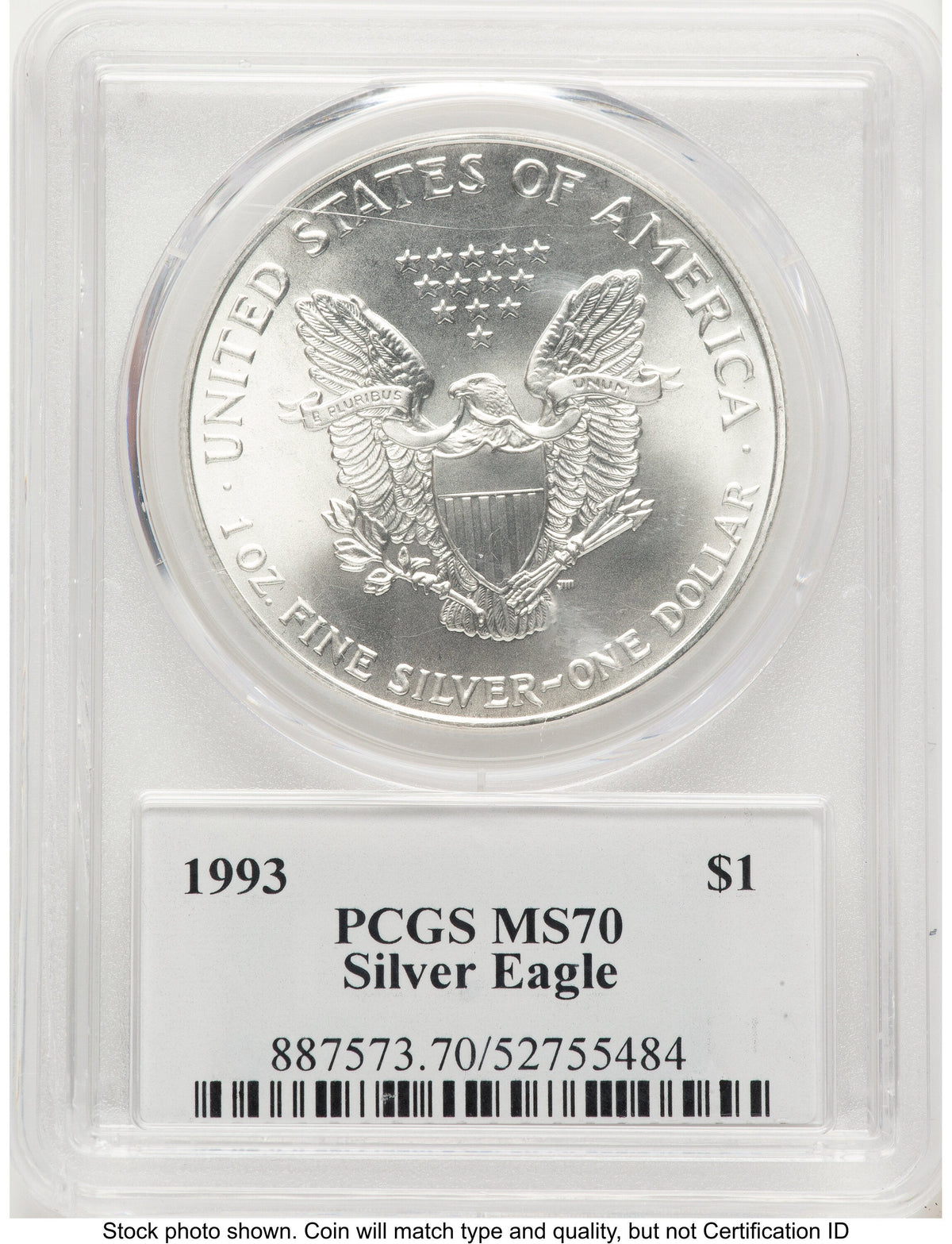 1993 Silver Eagle John PCGS MS70 Mercanti