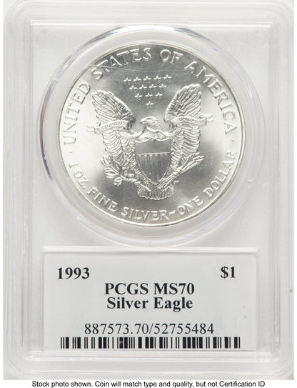 1993 Silver Eagle John PCGS MS70 Mercanti