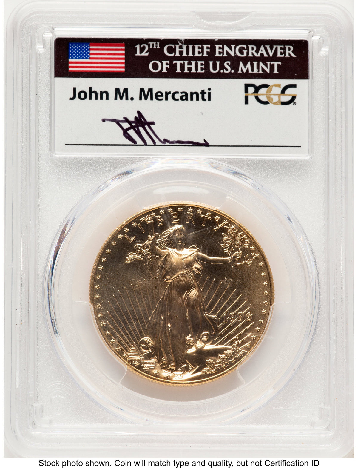 1996 Gold Eagle 1 oz John PCGS MS70 Mercanti