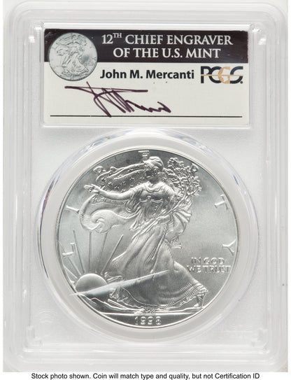 1998 Silver Eagle John PCGS MS70 Mercanti