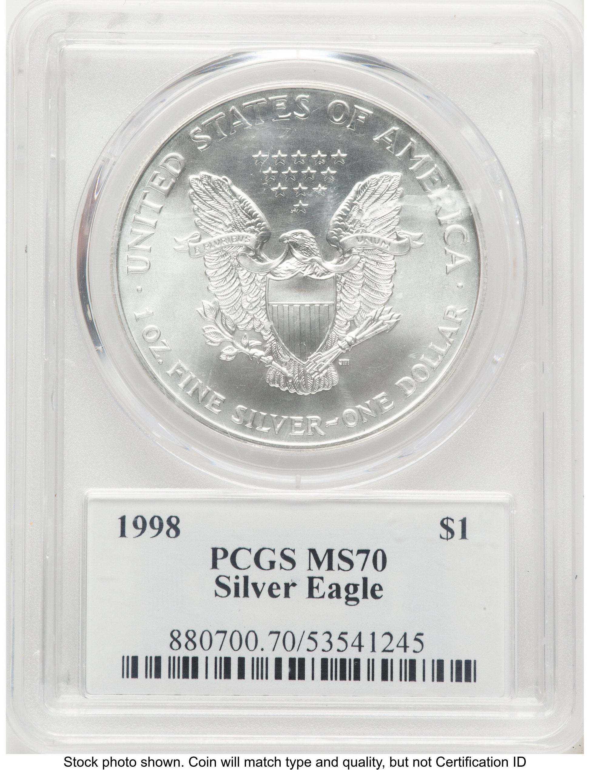 1998 Silver Eagle John PCGS MS70 Mercanti