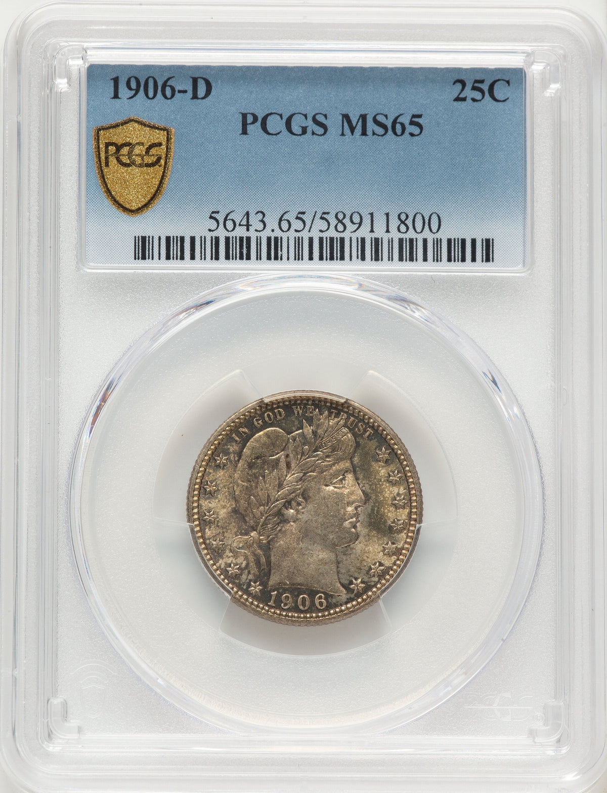 1906-D 25C Barber Quarter PCGS MS65