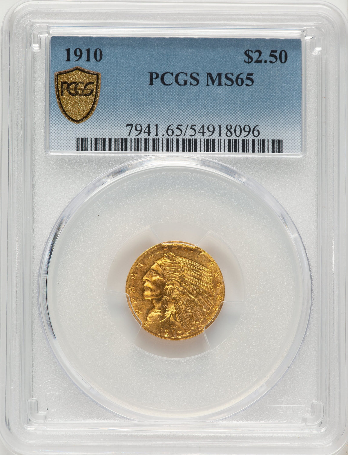 1910 $2.50 Indian Quarter Eagle PCGS MS65