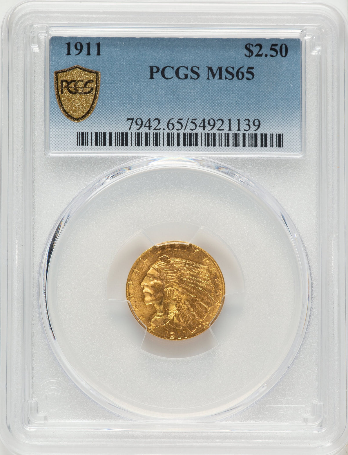 1911 $2.50 Indian Quarter Eagle PCGS MS65