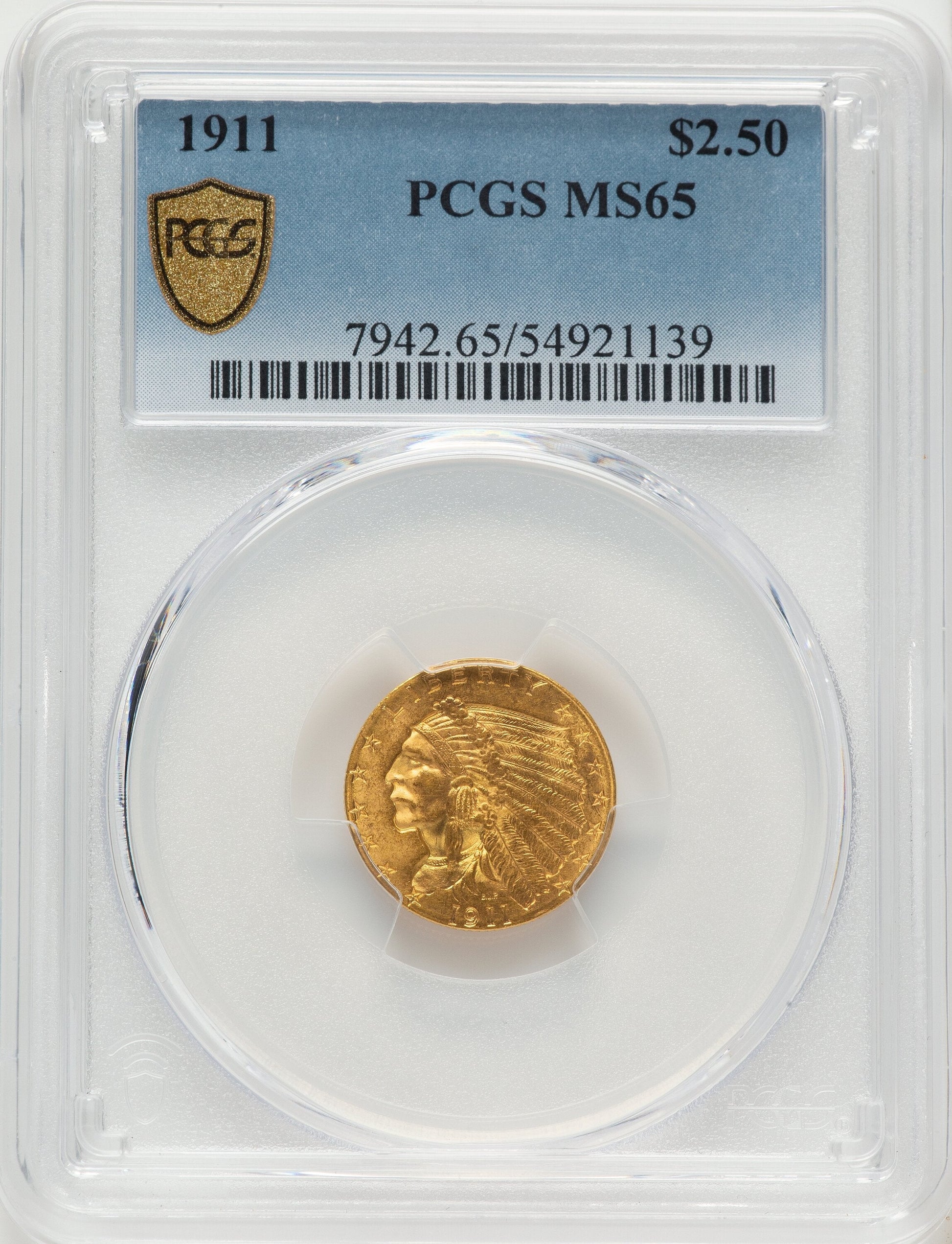 1911 $2.50 Indian Quarter Eagle PCGS MS65