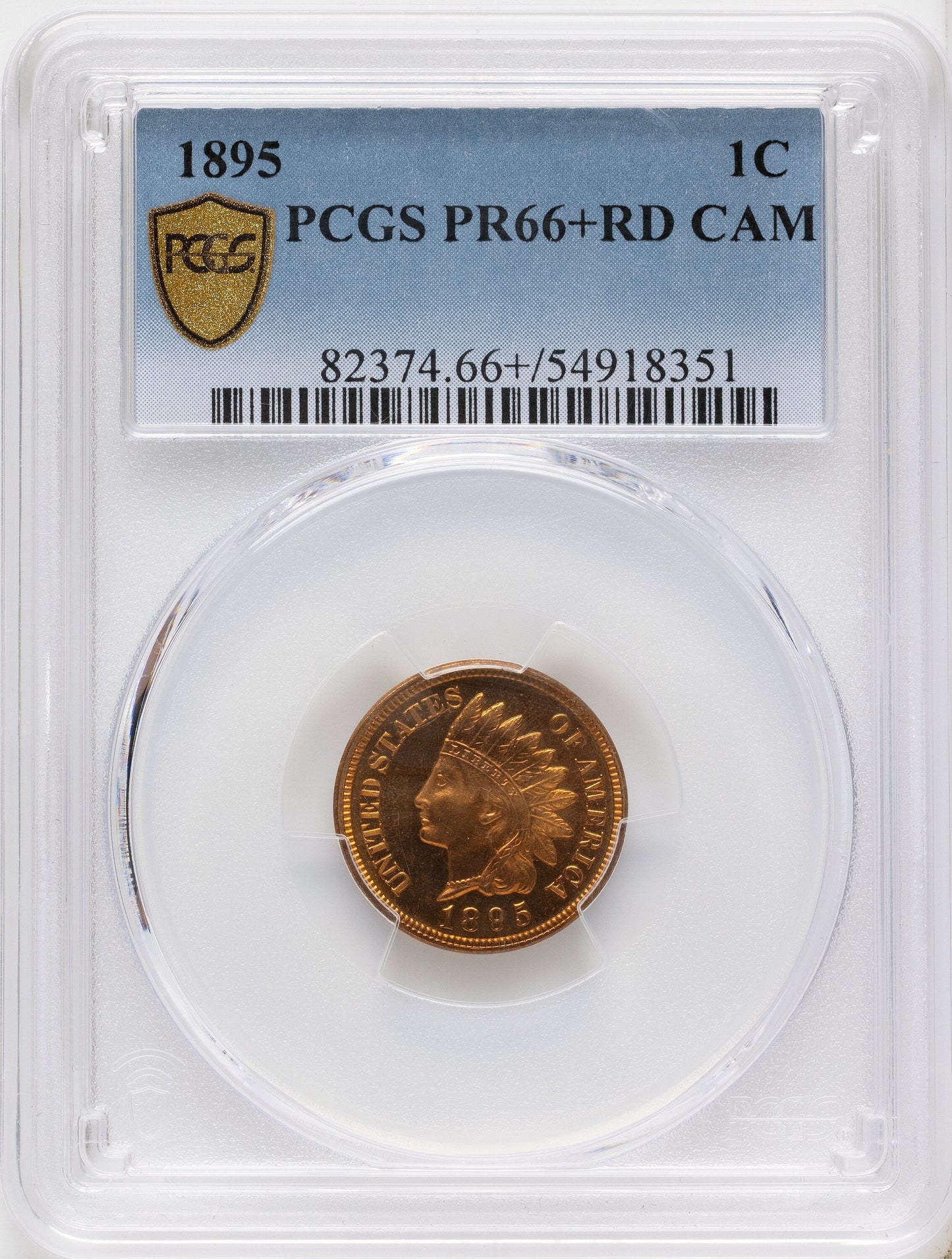 1895 1C CA Proof Indian Cent PCGS PR66+