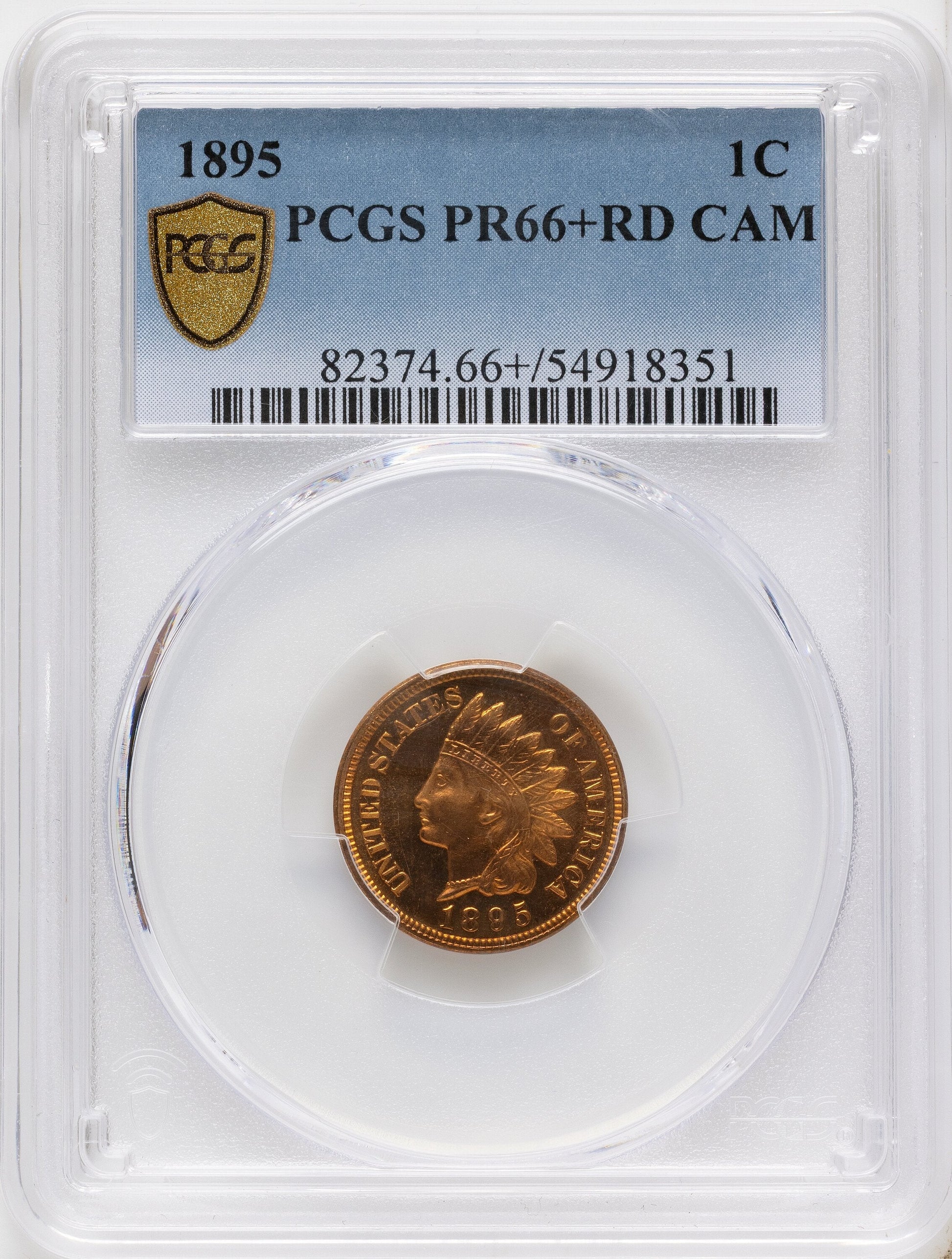 1895 1C CA Proof Indian Cent PCGS PR66+