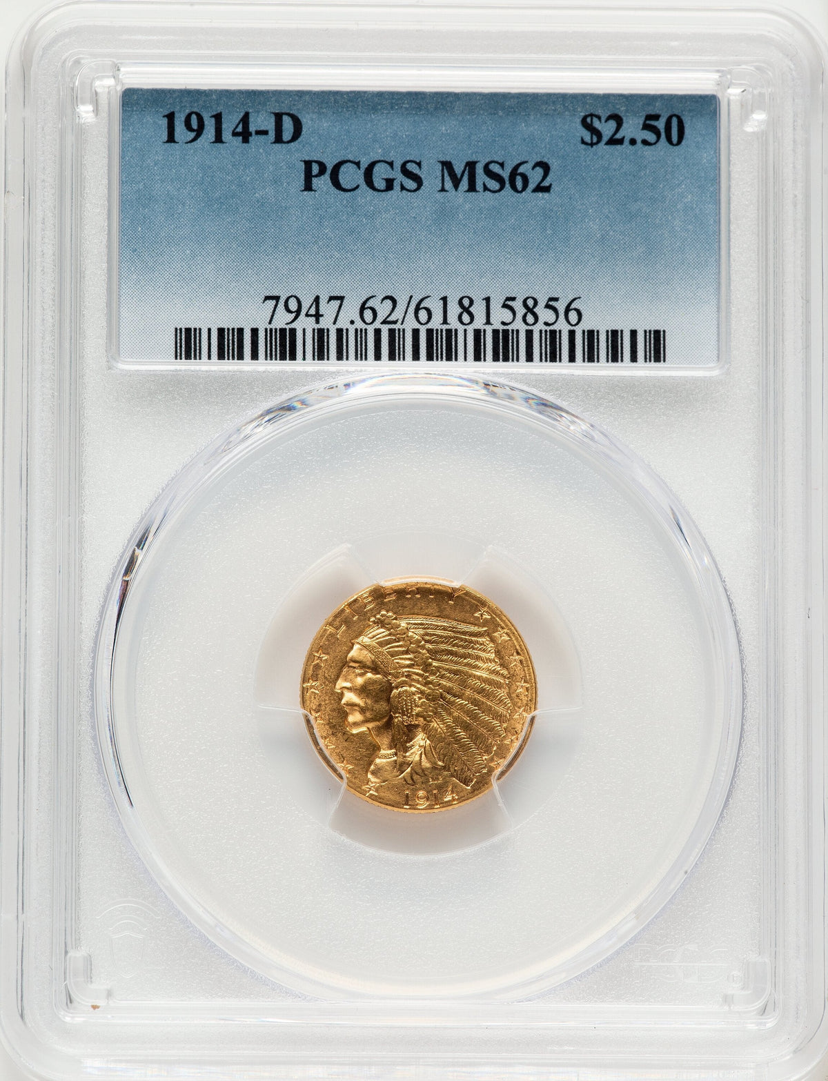 1914-D $2.50 Indian Quarter Eagle PCGS MS62