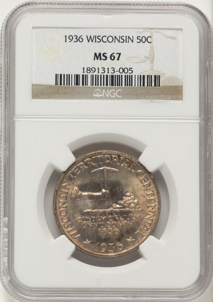 1936 50C Wisconsin Commemorative Silver NGC MS67