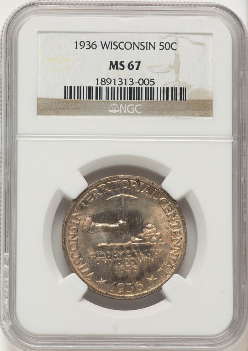 1936 50C Wisconsin Commemorative Silver NGC MS67