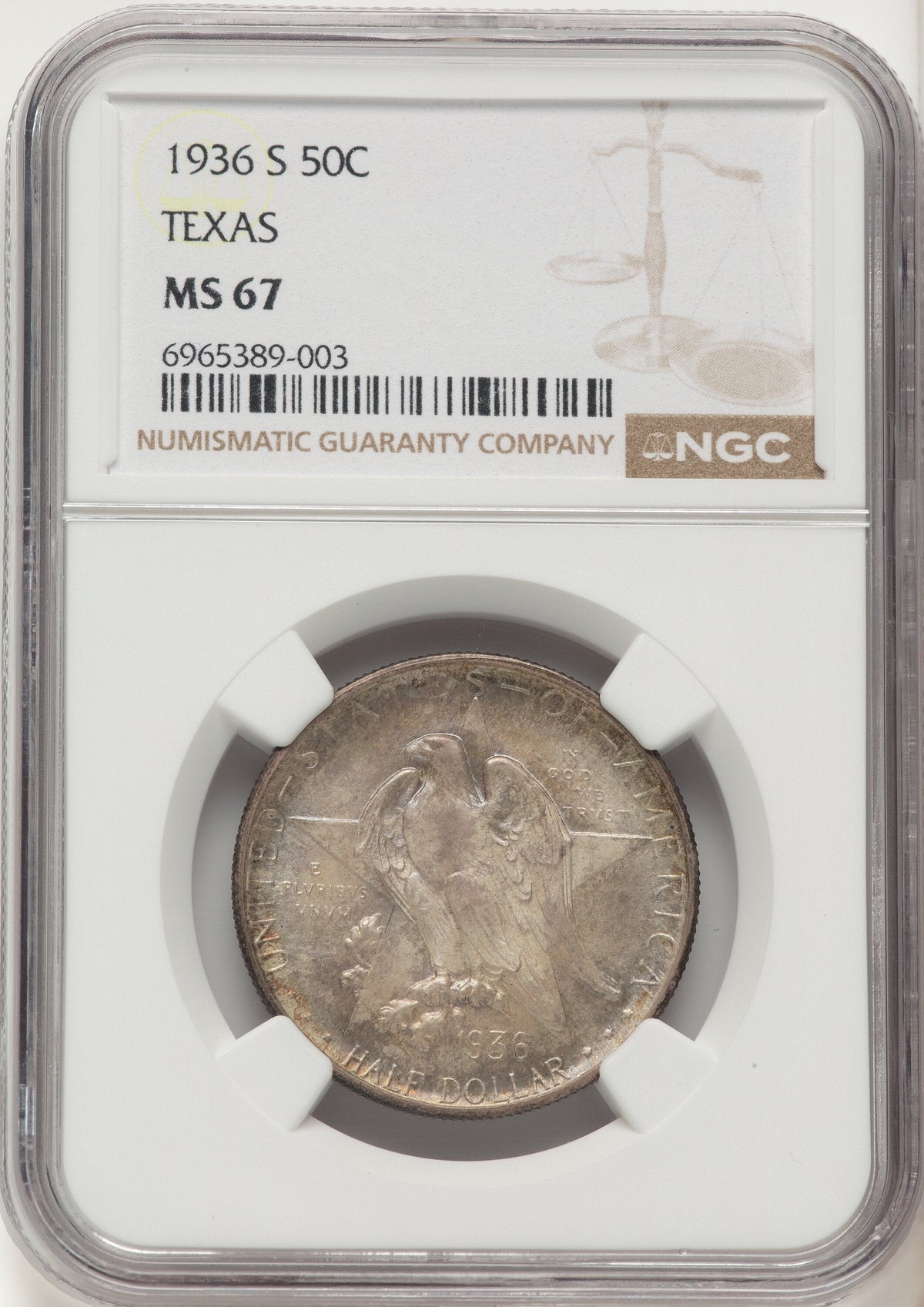 1936-S 50C Texas Commemorative Silver NGC MS67