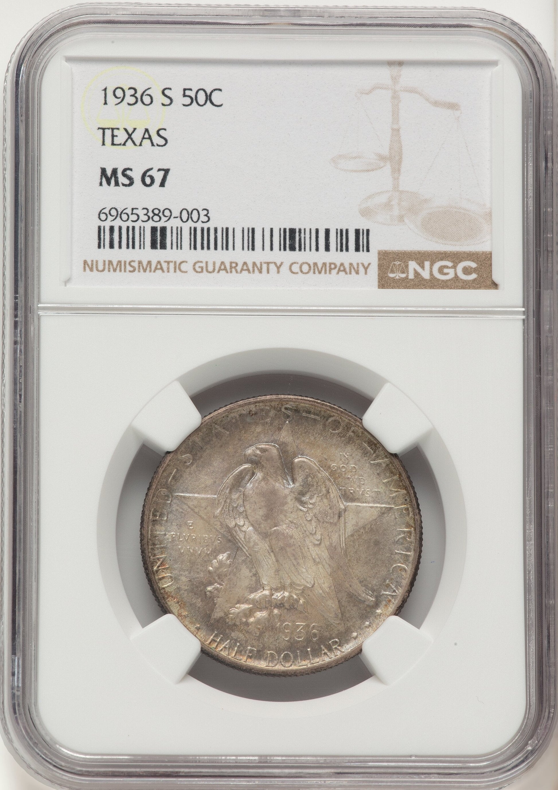 1936-S 50C Texas Commemorative Silver NGC MS67