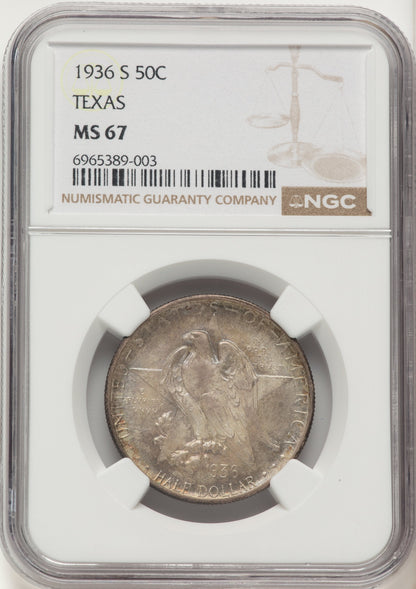 1936-S 50C Texas Commemorative Silver NGC MS67