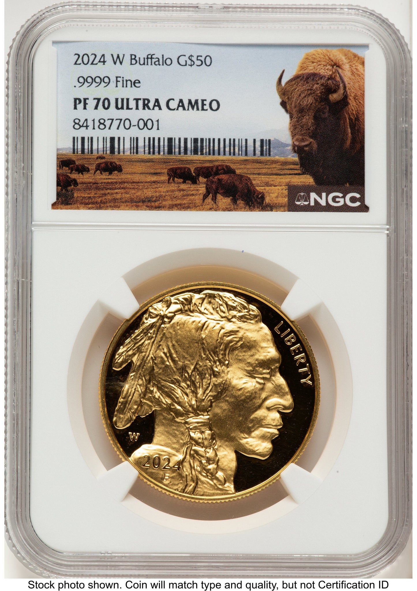 2024-W Proof Gold Buffalo 1 oz Bison Label NGC PF70
