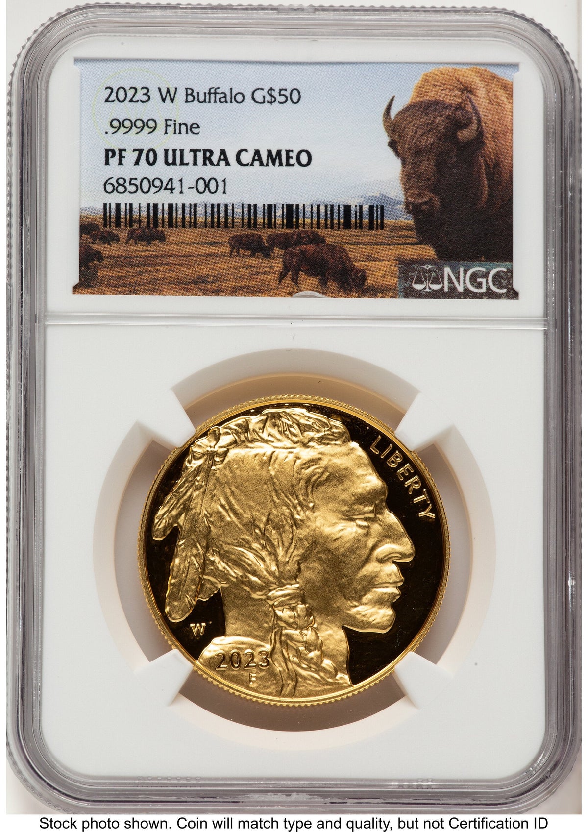 2023-W Proof Gold Buffalo 1 oz Bison Label NGC PF70
