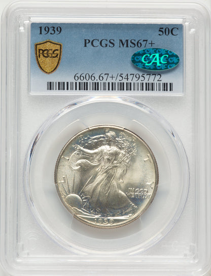 1939 50C CAC Walking Liberty Half Dollar PCGS MS67+