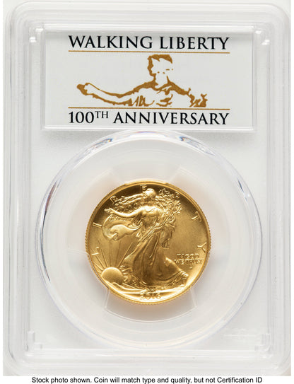2016-W 50C Walking Liberty 100th Anniversary Gold Centennial FS 100th Anniversary PCGS MS70