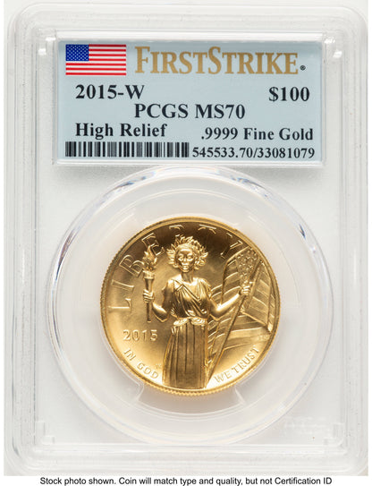 2015-W G$100 American Liberty High Relief FS Flag PCGS MS70
