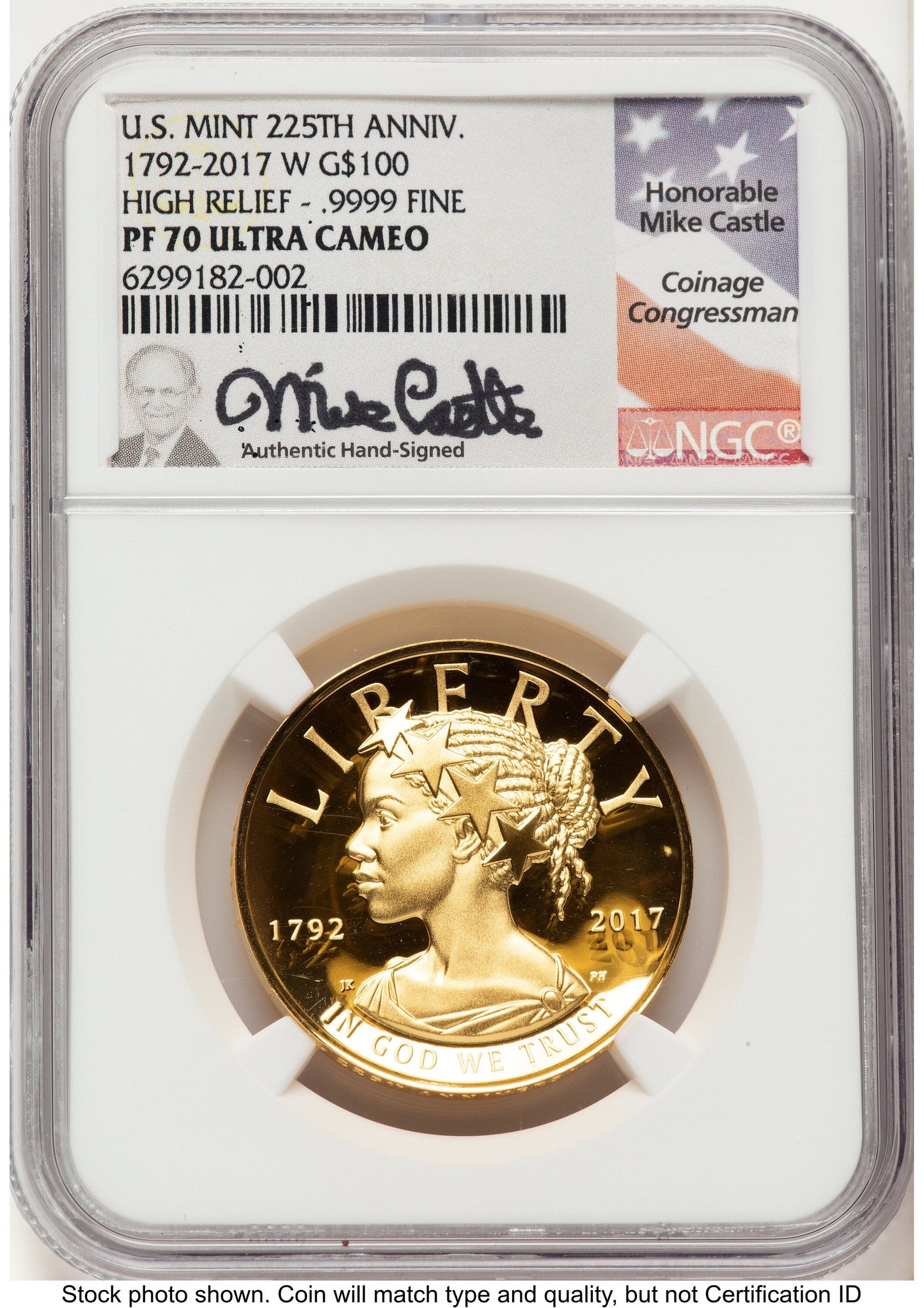 2017-W G$100 American Liberty High Relief Mike Castle NGC PF70