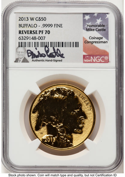 2013-W Reverse Proof Gold Buffalo 1 oz Mike Castle NGC PF70