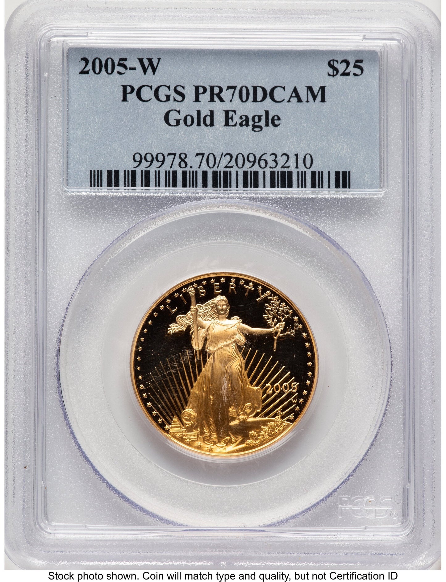 2005-W Proof Gold Eagle 1/2 oz Blue Label PCGS PR70