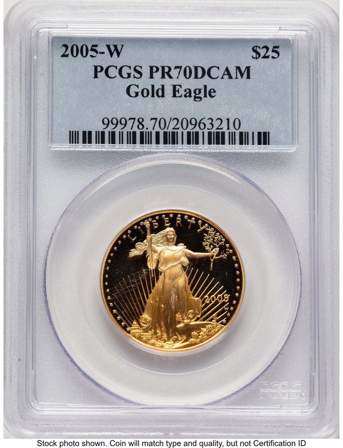 2005-W Proof Gold Eagle 1/2 oz Blue Label PCGS PR70