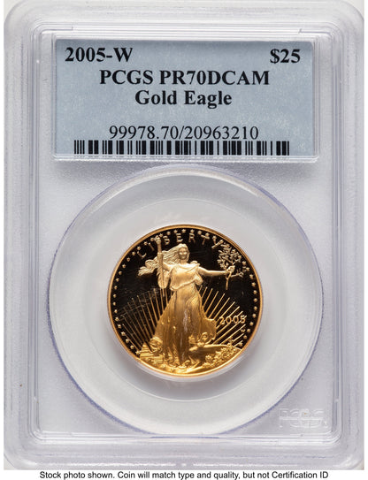2005-W Proof Gold Eagle 1/2 oz Blue Label PCGS PR70