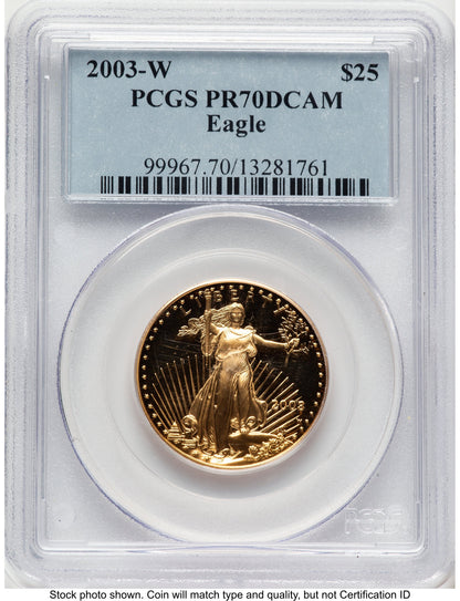 2003-W Proof Gold Eagle 1/2 oz Blue Label PCGS PR70