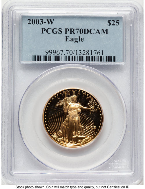 2003-W Proof Gold Eagle 1/2 oz Blue Label PCGS PR70