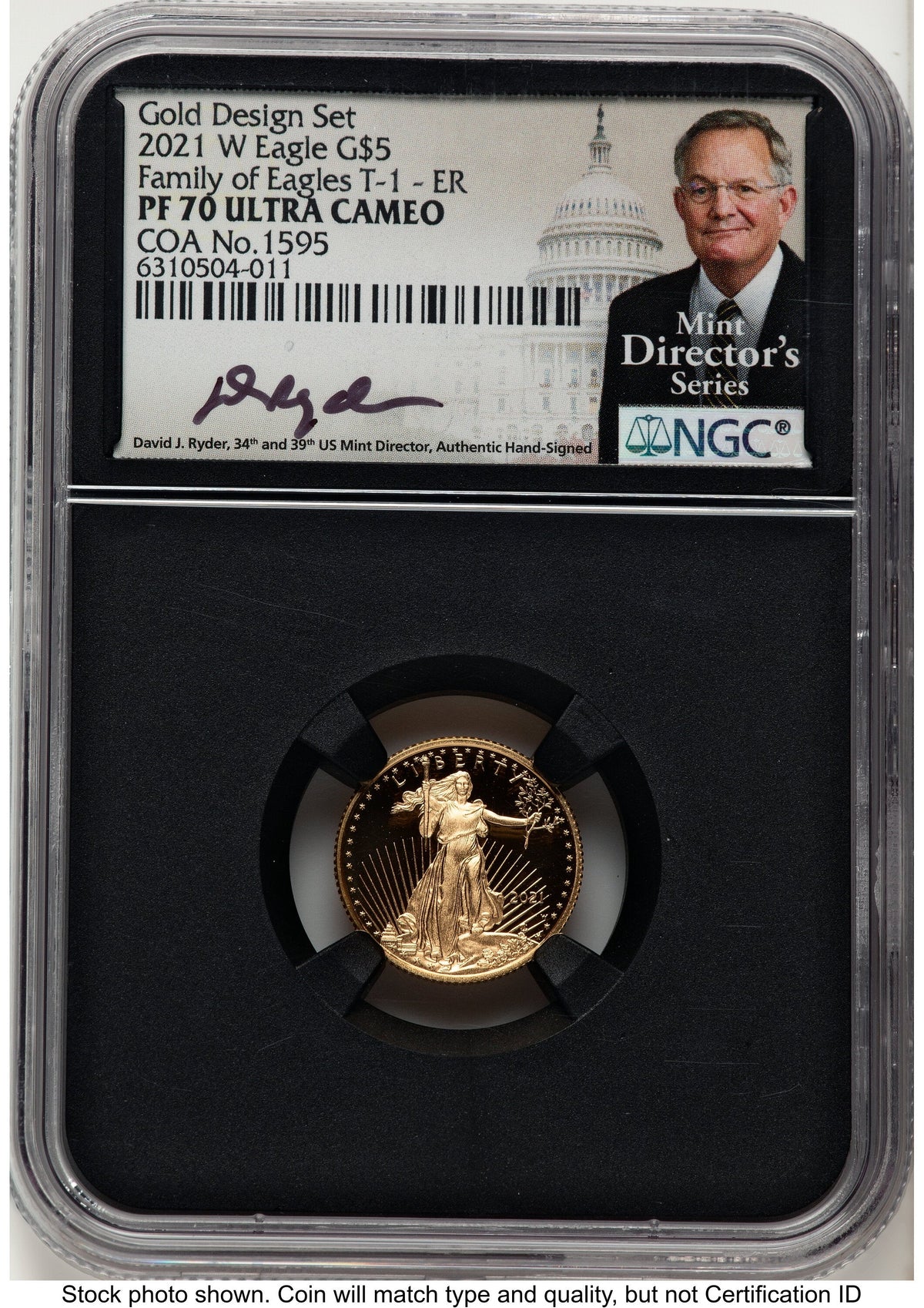 2021-W Type 1 Proof Gold Eagle 1/10 oz ER David J Ryder Mint Director's Series NGC PF70