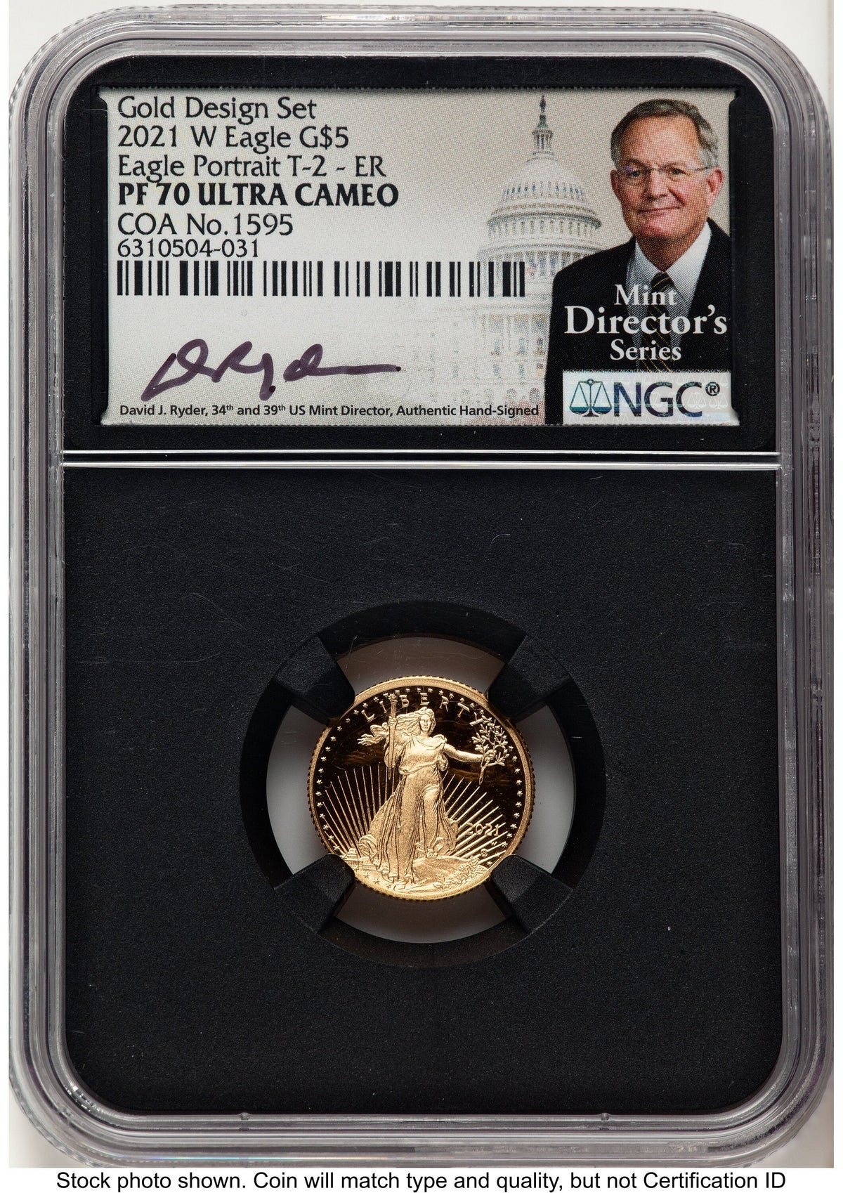 2021-W Type 2 Proof Gold Eagle 1/10 oz ER David J Ryder Mint Director's Series NGC PF70