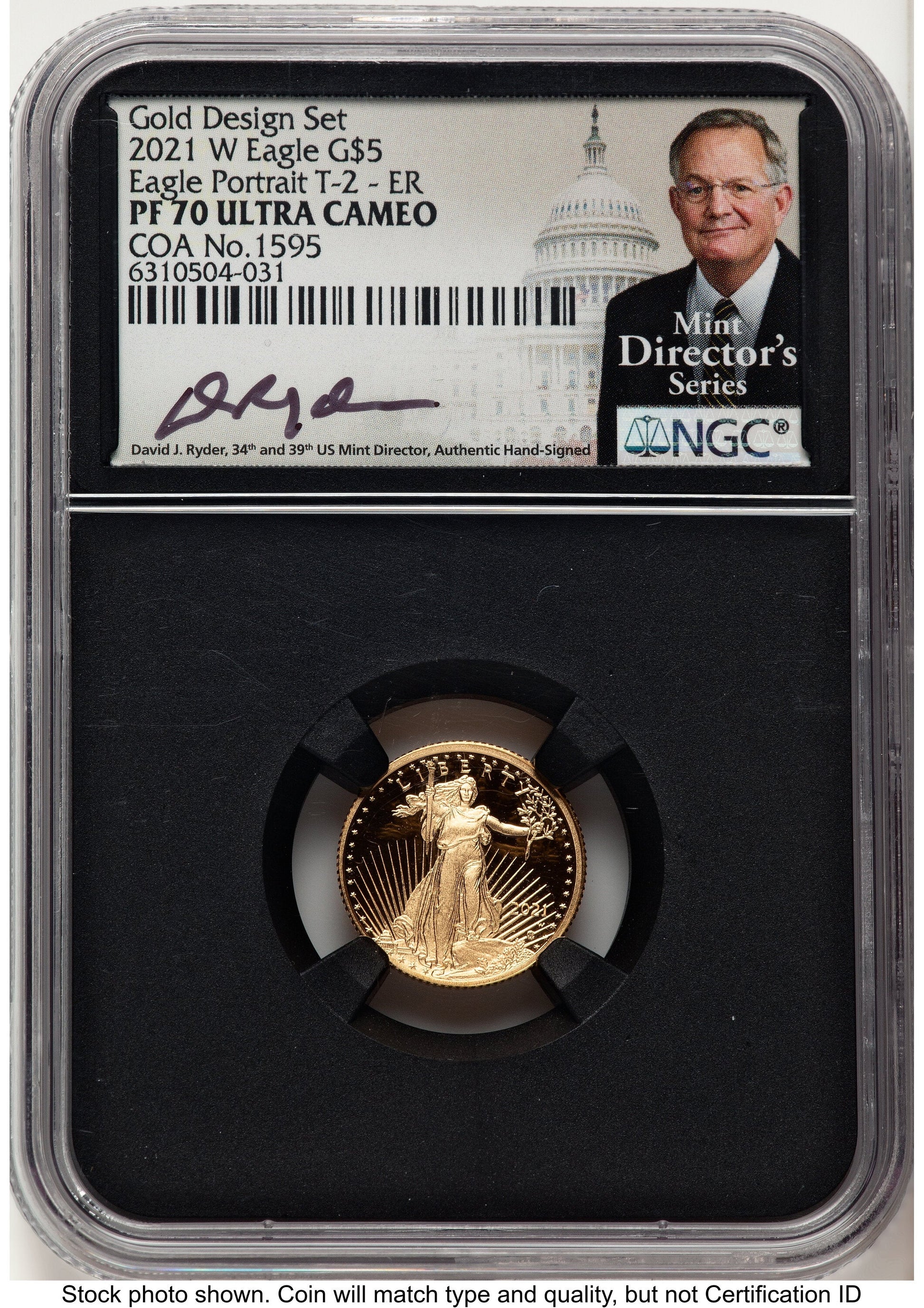 2021-W Type 2 Proof Gold Eagle 1/10 oz ER David J Ryder Mint Director's Series NGC PF70