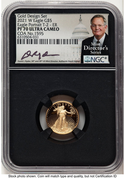 2021-W Type 2 Proof Gold Eagle 1/10 oz ER David J Ryder Mint Director's Series NGC PF70