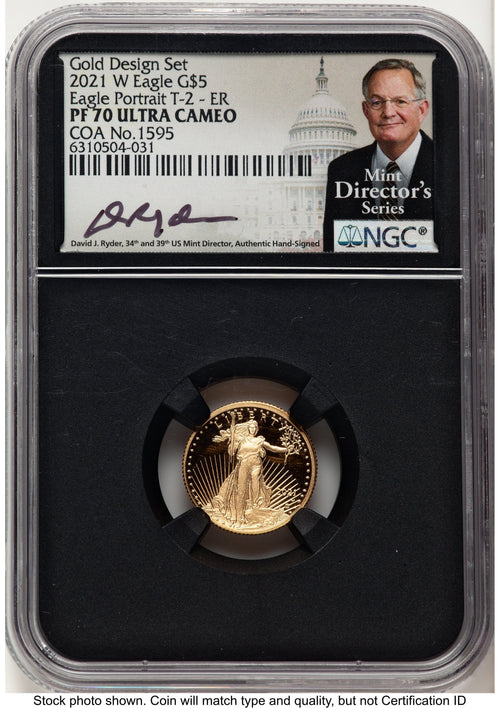 2021-W Type 2 Proof Gold Eagle 1/10 oz ER David J Ryder Mint Director's Series NGC PF70