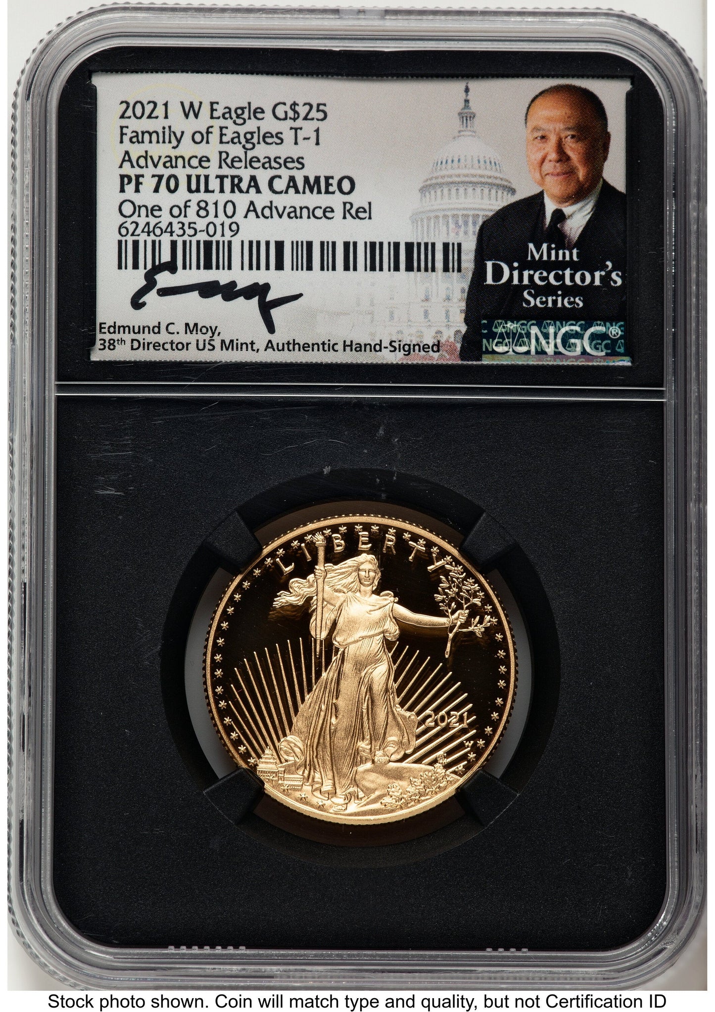 2021-W Type 1 Proof Gold Eagle 1/2 oz AR Mint Director's Series NGC PF70 Ed Moy