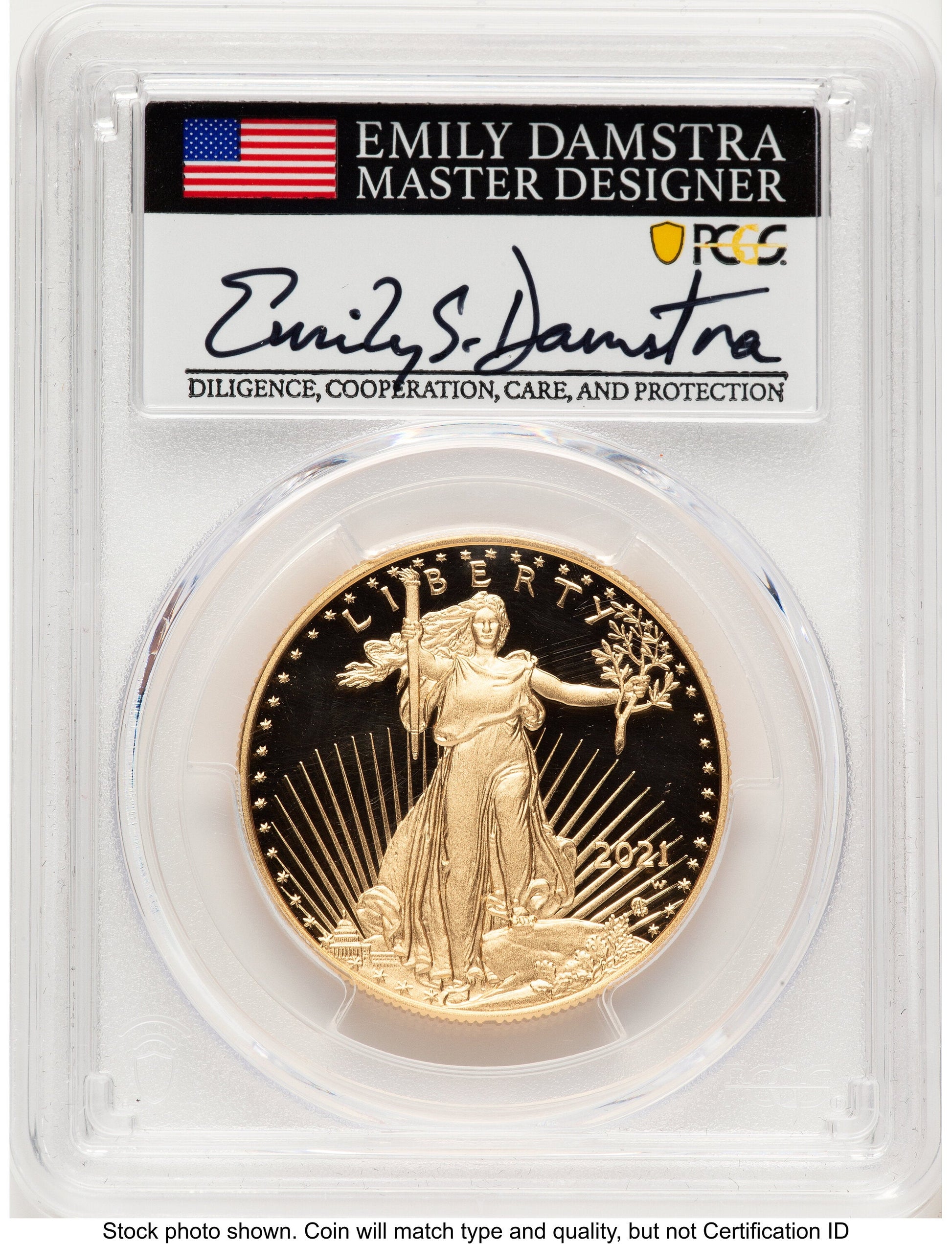 2021-W Type 2 Proof Gold Eagle 1 oz AR Emily Damstra PCGS PR70