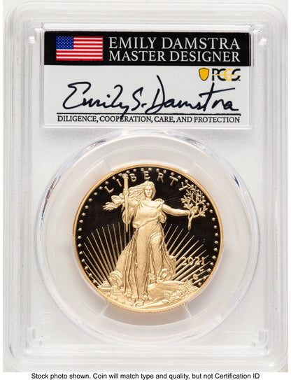 2021-W Type 2 Proof Gold Eagle 1 oz AR Emily Damstra PCGS PR70